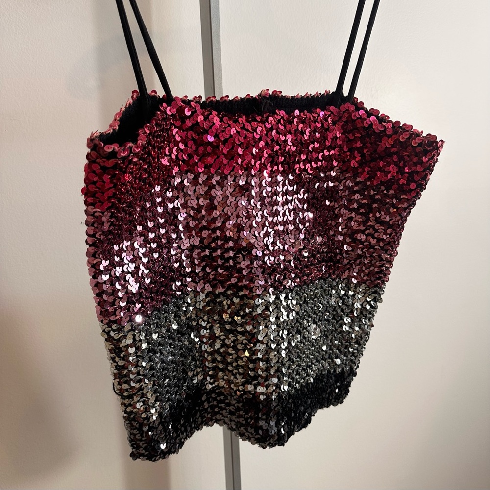 1970s disco Sequin Ombre Tube Top - Picture 2 of 3
